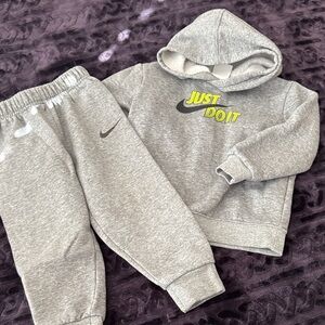 Nike Kids Gray Sweatpants and Hoodie Set